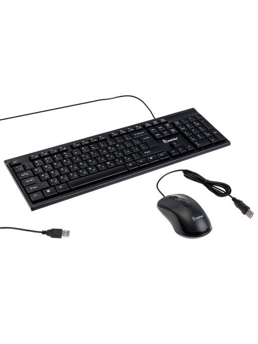 Комплект клавиатура и мышь Smartbuy ONE SBC-114282-K, проводной,мембранная,2400dpi, черный