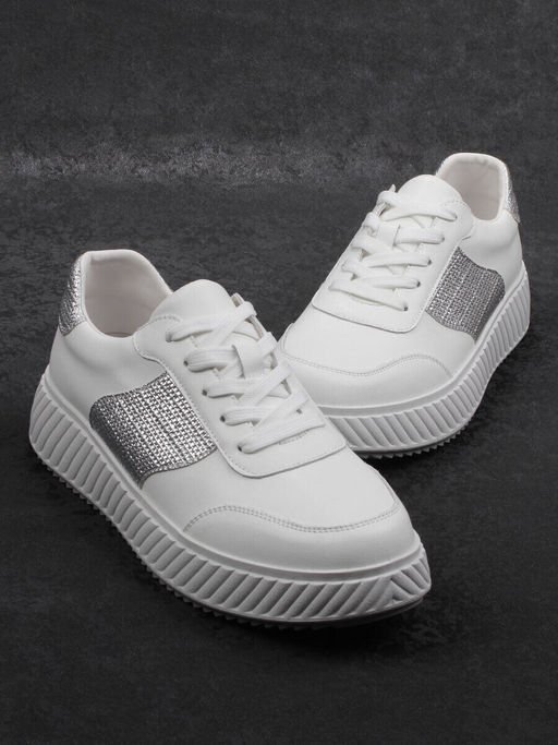 03-A1018-9 WHITE/SILVER Кроссовки женские (натуральная кожа)