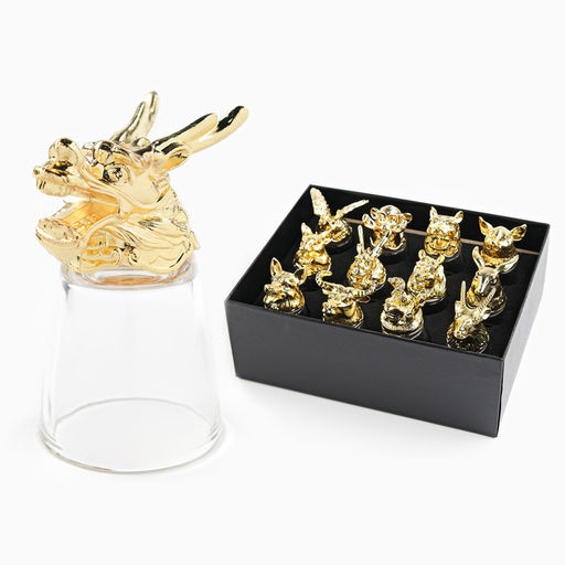 Подарочный набор рюмок-перевертышей «Лучшему мужчине», на 12 персон, рюмка 30 мл, стекло, металл, цвет золотой