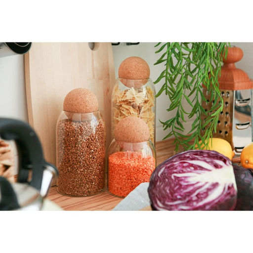 Банки для сыпучих Magistro Эко, 3 предмета: 450/700/1000 мл, с пробковой крышкой, стекло, прозрачные  фото 25