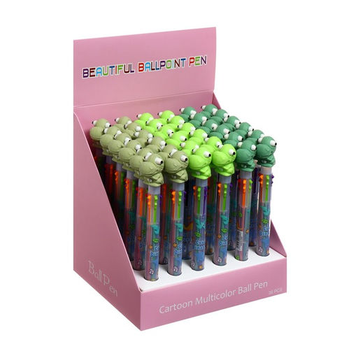 Цена за 36 шт. Ручка шариковая автоматическая «Динозавр», 6 цветов, МИКС