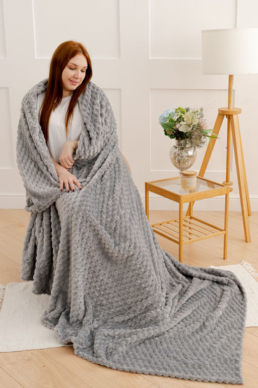 Плед покрывало Черепаха однотонный велсофт - Натали фото 14