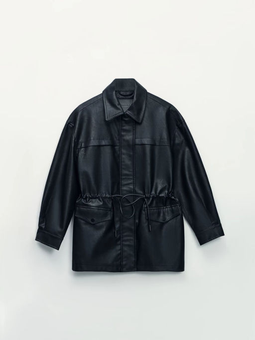 Парка на кулиске из искусственной кожи / Zarina  фото 9