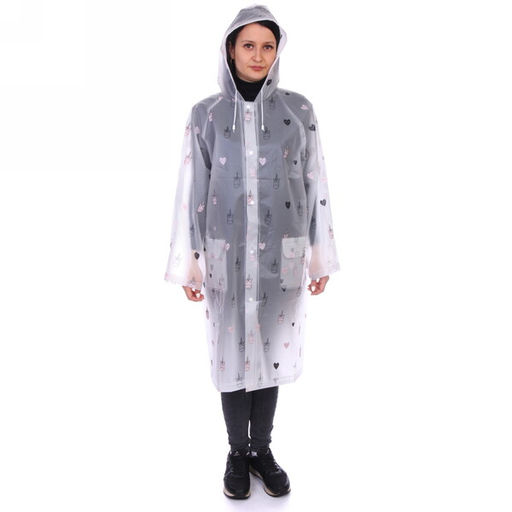 Дождевик-плащ "Единороги" с капюшоном и завязками, на кнопках 120 Мкрн 115*65см р-р M ДоброСад