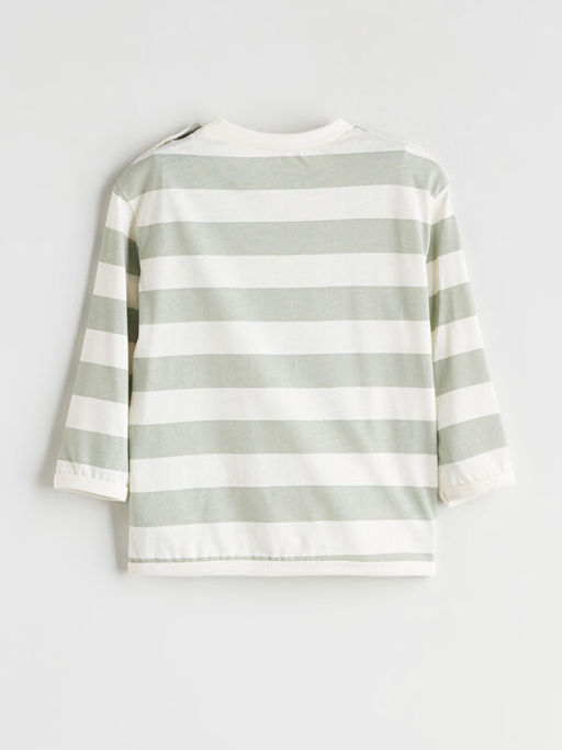 Bisiklet Yaka ?izgili Erkek Bebek Ti??rt ve Pantolon 2li