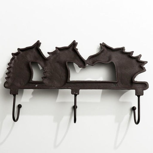 Крючки декоративные «Три коня», чугун, ключница настенная, 21×13×6.5 см
