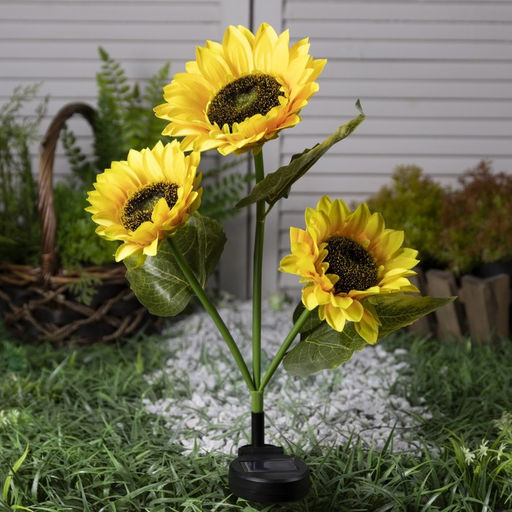 Цена за 2 шт. Садовый светильник Подсолнухи, уличный, на солнечной батарее, 70 см, 30 LED, свечение тёплое белое - Luazon lighting фото 2