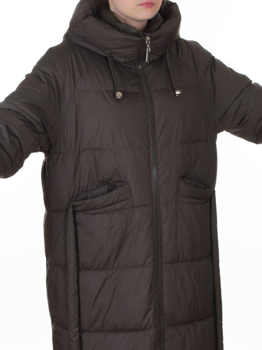 8891 GRAY/BROWN Пальто зимнее женское (200 гр. холлофайбер)