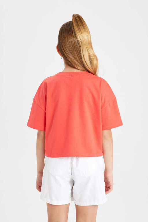 Футболка с коротким рукавом с принтом для девочек - Defacto фото 5