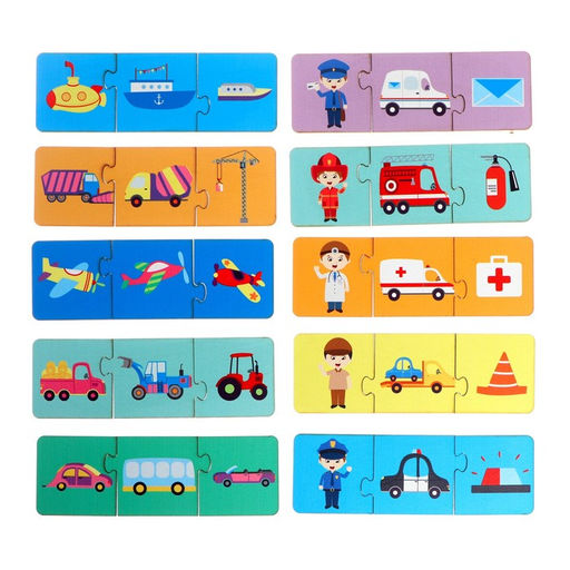 Игровой и обучающий набор Всё, что едет и летит, умные пазлы-цепочки + картонная книга - Лесная мастерская фото 3