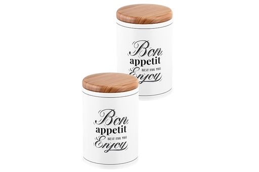 Набор 2 банок д/хранения 850 мл. 9,5*9,5*14 см, "Bon appetit" с метал.крышками