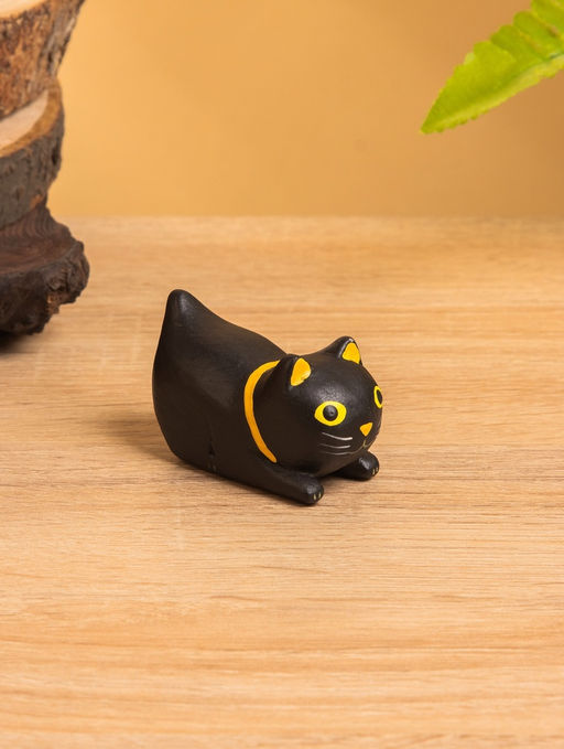 Сувенир «Чёрный кот охотник», 6×3×4 см, дерево