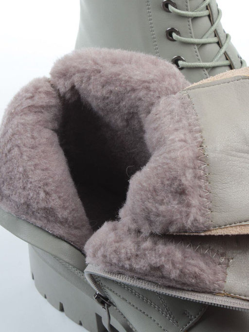 04-PAS70-3Z GRAY/GREEN Ботинки зимние женские (натуральная кожа, 100% шерсть)