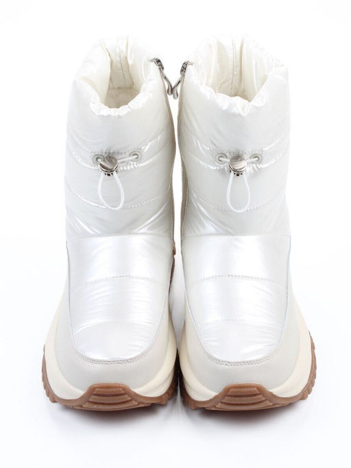 02-WA010-3M LT. BEIGE Сапоги "Дутики" зимние женские (натуральная кожа, курточная ткань, 100% шерсть)