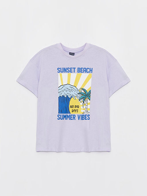 Bisiklet Yaka Bask?l? K?sa Kollu Erkek ?ocuk Ti??rt