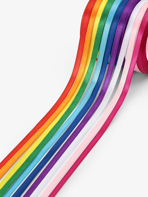 Набор лент атласных (10шт) 6мм*25±1ярд(23м±1м) №01/04/15/19/20/25/26/27/34/40 радуга АУ