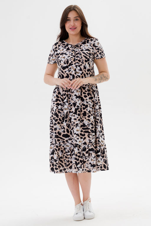 Платье женское из кулирки Кармелита 2 цветок крем - Амадэль фото 2