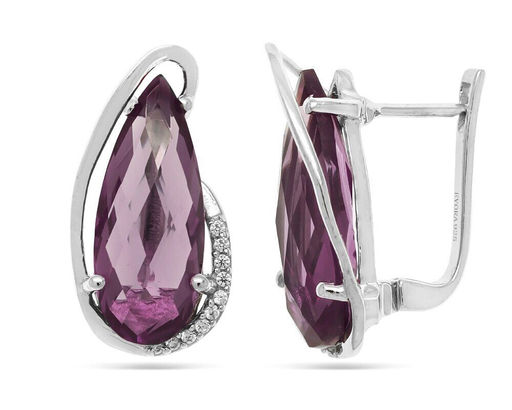 Серьги из серебра синт.александрит, Волна