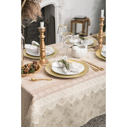 Скатерть «Доляна» Кружево 220×146 см, 100% хлопок, рогожка, 164 г/м²