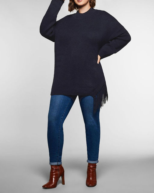 Пуловер, синий - Sheego фото 5