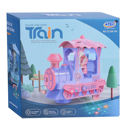 Паровоз "Веселый машинист" со светом и звуком, на батарейках, в коробке