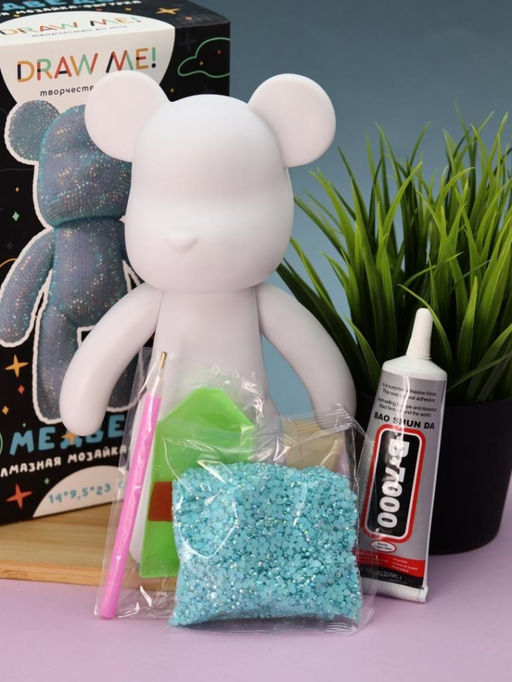 Алмазная мозаика на фигурке Draw Me! Blue bear, (14*9.5*23 см)