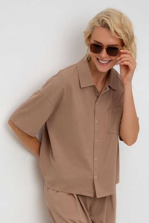 ЕВТ 3280/охра коричневая рубашка жен