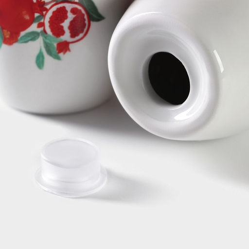 Набор для специй Доляна Гранат, солонка, перечница 130 мл, на подставке, доломит, белый, красный фото 5