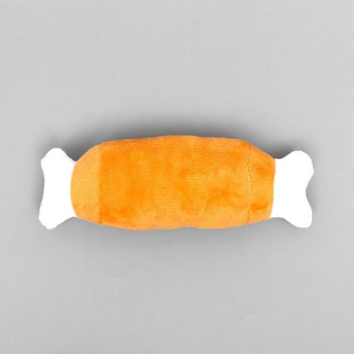 Игрушка для собак Мягкая косточка с пищалкой, 19 см, оранжевая - Пижон фото 3