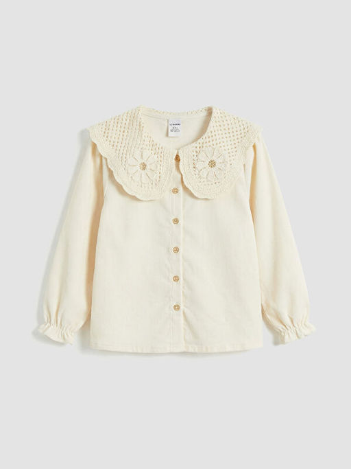 ?i?ek Nak??l? K?z ?ocuk Kadife G?mlek