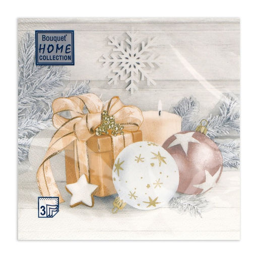 Цена за 2 шт. Салфетки новогодние бумажные Home Collection Праздничный натюрморт, золото, 3 слоя, 33?33 см, 20 шт.