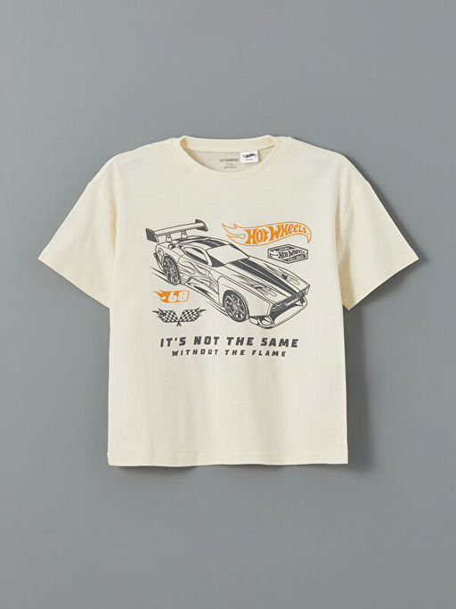 Bisiklet Yaka Hot Wheels Bask?l? Erkek ?ocuk Ti??rt