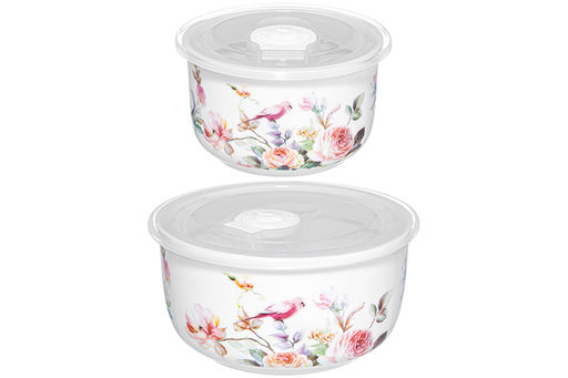 Набор 2 салатников 500 мл 13,5*13,5*7 см + 300 мл 10,5*10,5*6,5 см Певчие птички с крышк. NEW BONE - Elan gallery фото 8