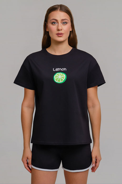 Арт. 9131 Пижама с шортами 42-50 (5 шт) Цвет:верх-черный,низ-черный - Калинка фото 7