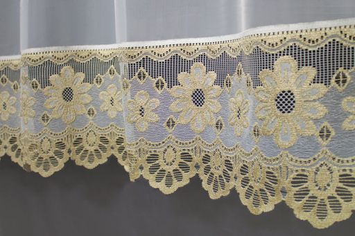 Готовые шторы арт. 0039/300/Б, СТЕФАНИ, цвет белый, занавеска, размеры 300 см ширина х 175 см высота из ВУАЛИ, украшена кружевом, пошита на шторной ленте - Haft фото 2