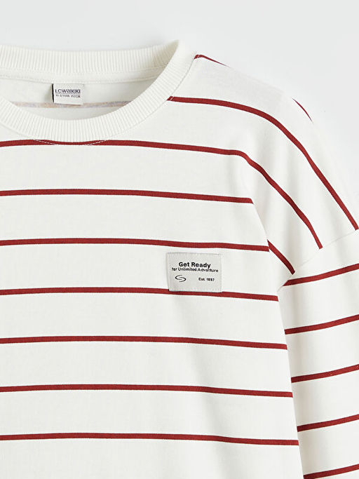 Bisiklet Yaka ?izgili Erkek ?ocuk Sweatshirt