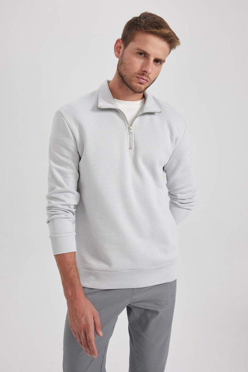 Толстовка Comfort Fit на молнии с воротником-стойкой - Defacto фото 8