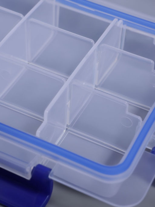 Цена за 3 шт. Органайзер для хранения мелочей, с подвесом, 15 ячеек, 23×12×3.5 см, прозрачный, синий