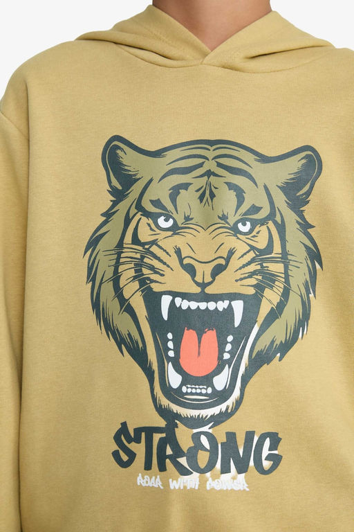 Kap__onlu Bask_l_ Sweatshirt Erkek _ocuk - Defacto фото 5