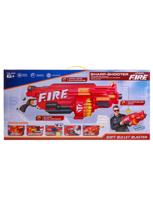 Бластер Огненный, стреляет мягкими пулями, работает на батарейках - Simaland фото 16