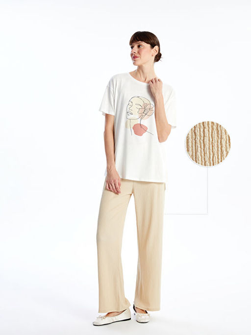 Beli Lastikli Dokulu Geni? Pa?a Kad?n Pantolon