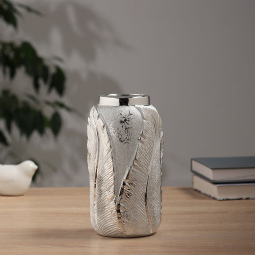 Ваза «Гаэль», листья бочка, d=5 см, 17×7.5 см, керамика, серебро