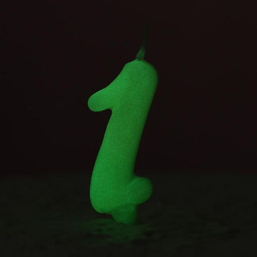 Цена за 2 шт. Свеча для торта цифра «Люминесцентная», 5.5 см, цифра 1