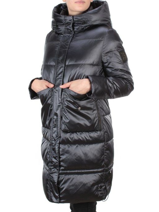 9106 BLACK Пальто зимнее женское FLOWEROVE (200 гр. холлофайбера) - Fashion фото 3