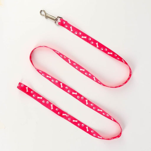 Комплект капроновый Косточки и лапки, поводок 120 х 1,5 см, ОГ 30-44 см, розовый - Пижон фото 6