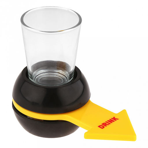 Игра настольная (питейная) "Вращайте шот": вращающийся механизм со стрелкой д6см, h4,5см, пластик; стопка стеклянная 50мл д4,6см, h6см, в коробке (Китай)