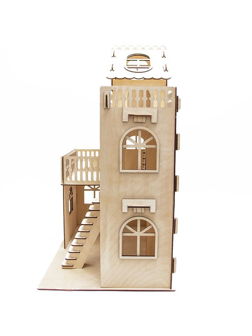 Домик для кукол деревянный, 3 этажа, неокрашенный 147101