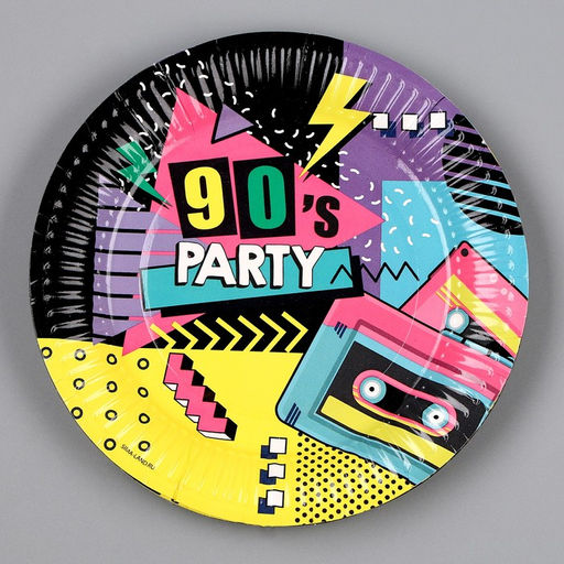 Тарелка бумажная 90-е,18 см, в наборе 6 шт. - Страна карнавалия фото 6