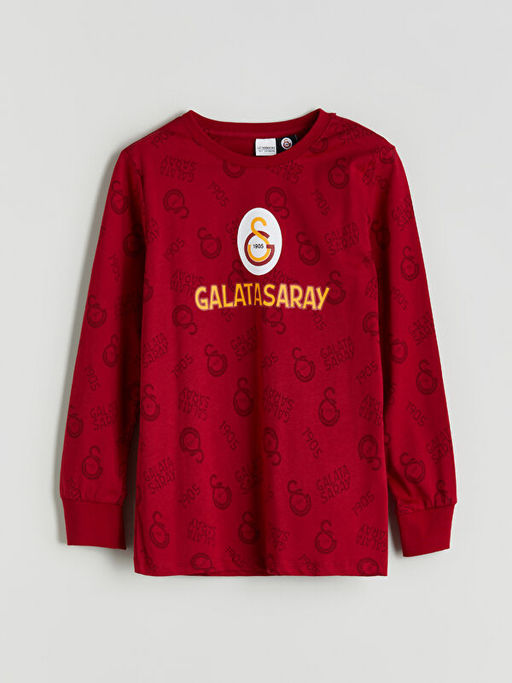 Bisiklet Yaka Galatasaray Bask?l? Erkek ?ocuk Pijama Tak?m?
