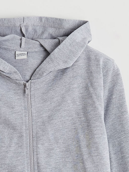 Kap??onlu Erkek ?ocuk Fermuarl? Sweatshirt